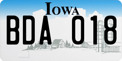 IA license plate BDA018