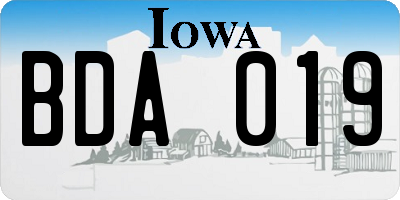 IA license plate BDA019