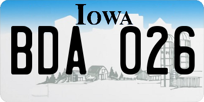 IA license plate BDA026