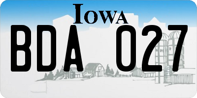 IA license plate BDA027