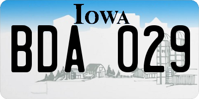 IA license plate BDA029
