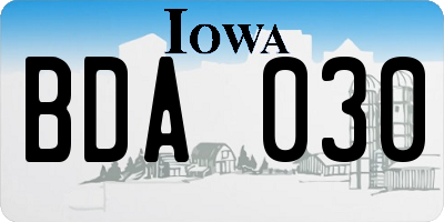 IA license plate BDA030