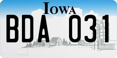 IA license plate BDA031