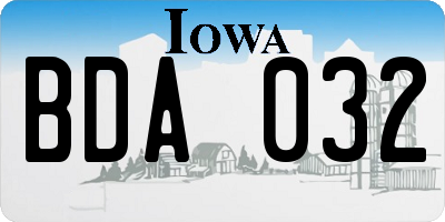 IA license plate BDA032