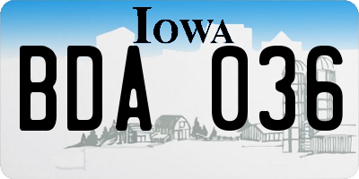 IA license plate BDA036