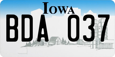 IA license plate BDA037