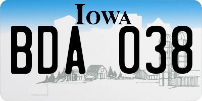 IA license plate BDA038
