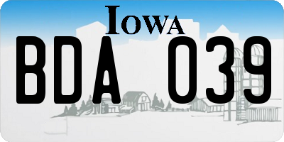 IA license plate BDA039