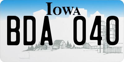 IA license plate BDA040