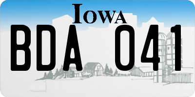 IA license plate BDA041