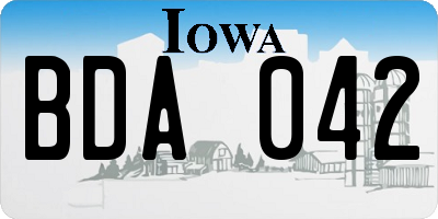 IA license plate BDA042