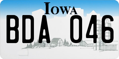 IA license plate BDA046