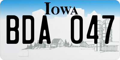 IA license plate BDA047