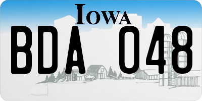 IA license plate BDA048
