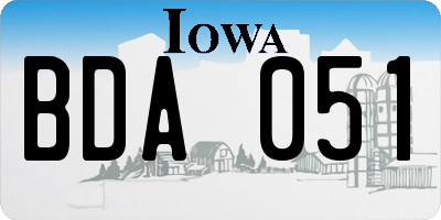 IA license plate BDA051