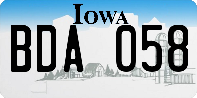 IA license plate BDA058