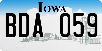 IA license plate BDA059