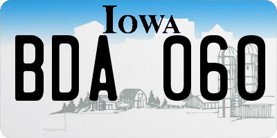 IA license plate BDA060