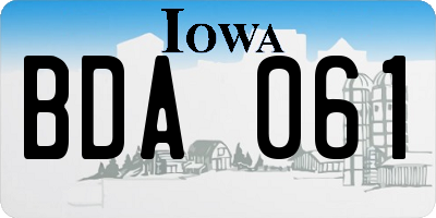 IA license plate BDA061