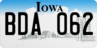 IA license plate BDA062