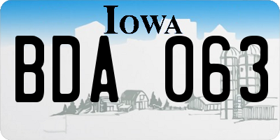 IA license plate BDA063