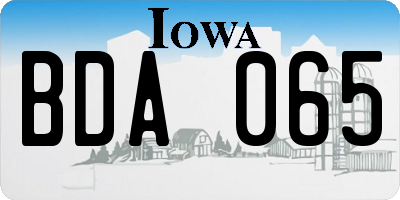 IA license plate BDA065