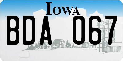 IA license plate BDA067
