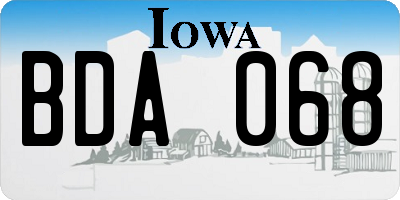 IA license plate BDA068