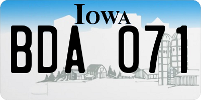 IA license plate BDA071