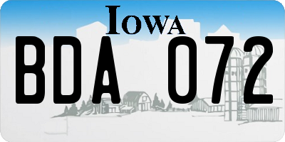 IA license plate BDA072