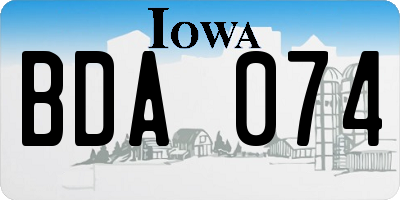 IA license plate BDA074