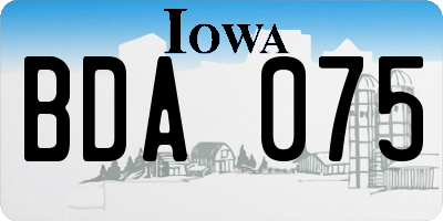 IA license plate BDA075