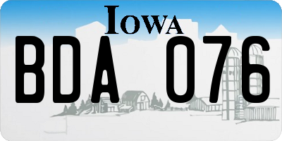 IA license plate BDA076