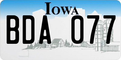 IA license plate BDA077