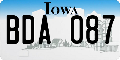 IA license plate BDA087