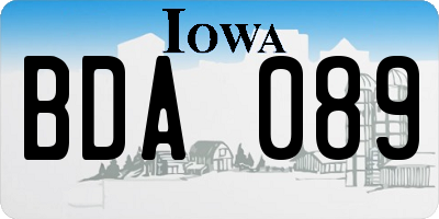 IA license plate BDA089