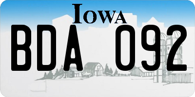 IA license plate BDA092