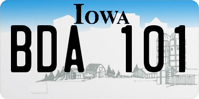 IA license plate BDA101
