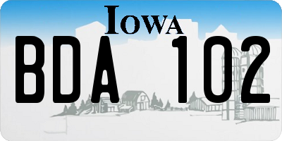IA license plate BDA102