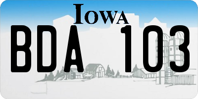 IA license plate BDA103