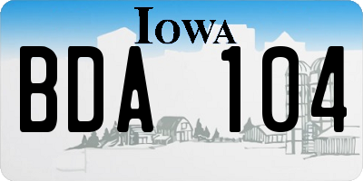 IA license plate BDA104