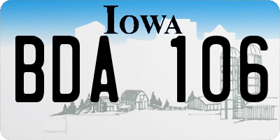 IA license plate BDA106
