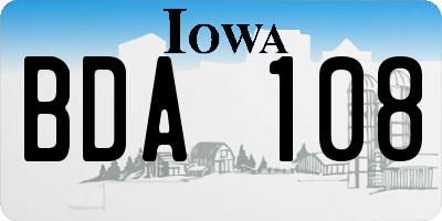 IA license plate BDA108