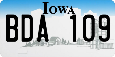 IA license plate BDA109