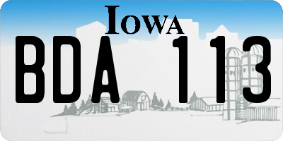 IA license plate BDA113