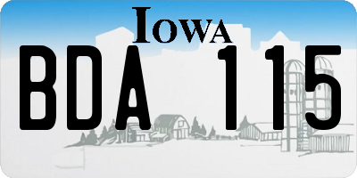 IA license plate BDA115