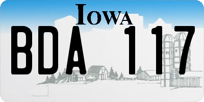 IA license plate BDA117