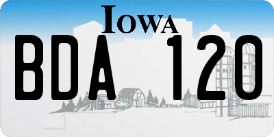 IA license plate BDA120