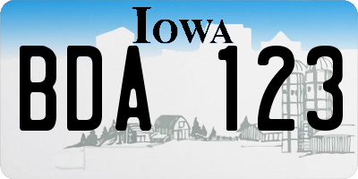 IA license plate BDA123