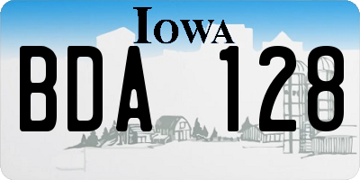 IA license plate BDA128